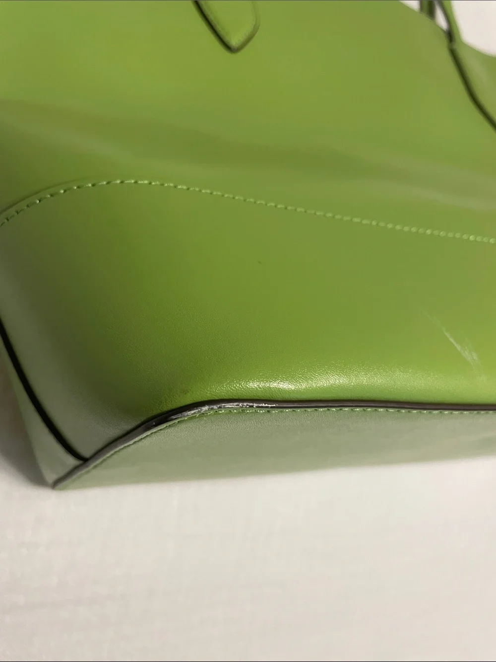 kate spade Green Leather Tote with Red Strawberry Charm